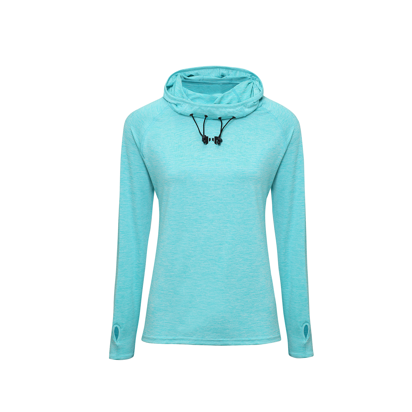 Neck Top Hoodie Turquoise Melange