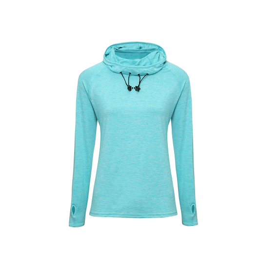 Neck Top Hoodie Turquoise Melange