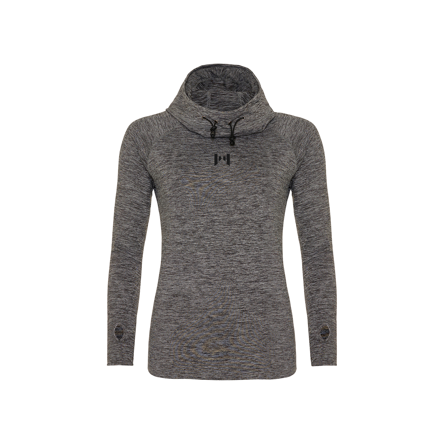 Neck Top Hoodie Grey Melange