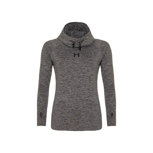 Neck Top Hoodie Grey Melange